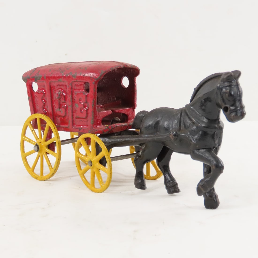 Antique Cast Iron One Horse Ice Wagon - 7