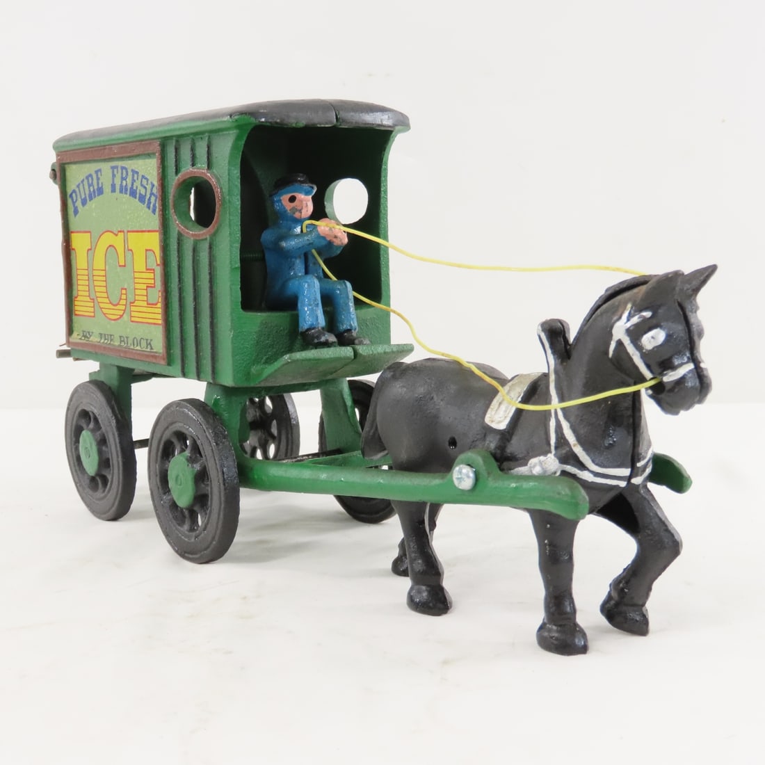 Cast Iron Ice & Milk Horse Drawn Wagons- Repros - 7