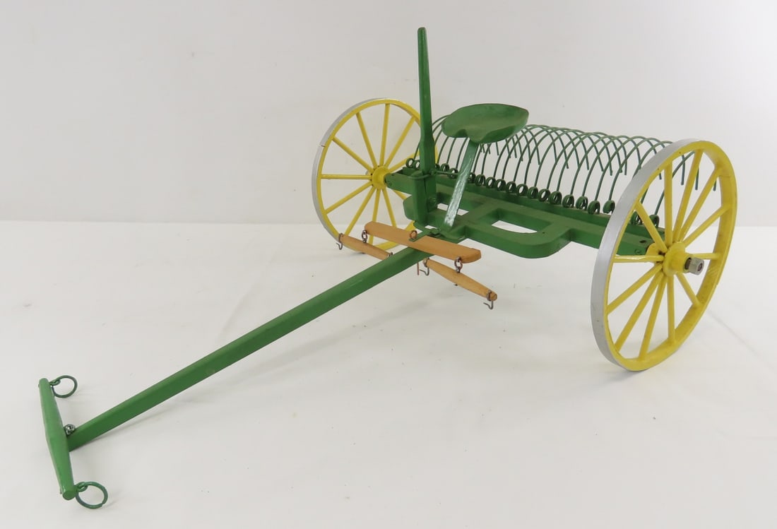 Scratch Built Horse Drawn Dump Hay Rake: Scratch Built Horse Drawn Dump Hay Rake - unmarked 1/8 scale, wood and metal, LOT SIZE: 21x14x10" 2 LBS All information and photos, which are part of the description, are intended to be as accurate as