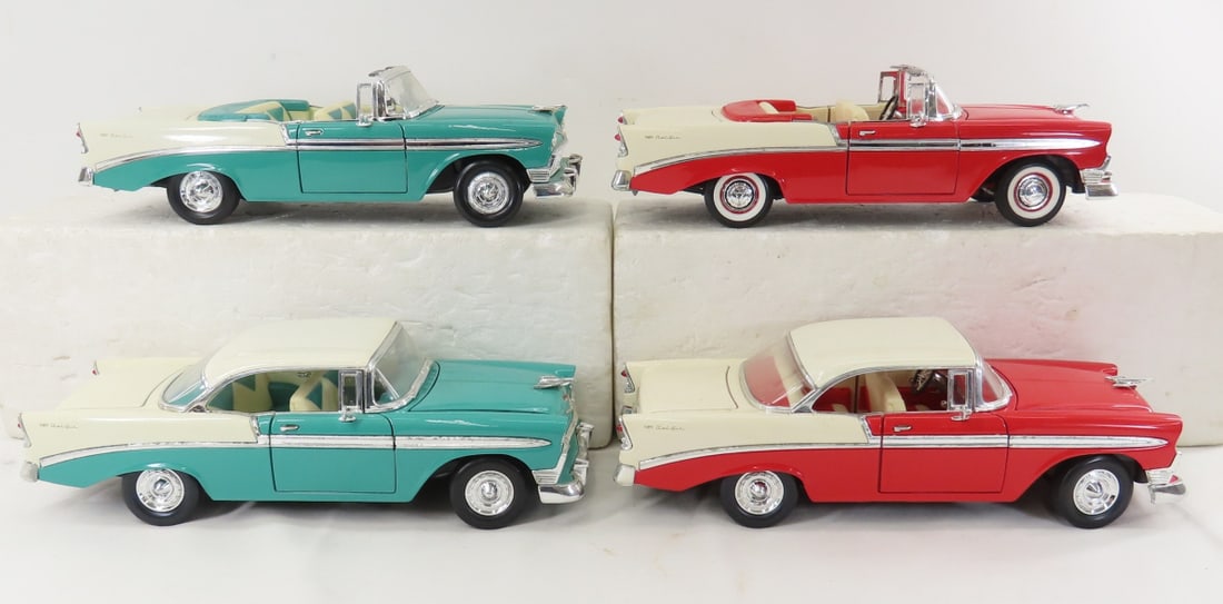 4 Road Tough'56 Chev Bel Air 1/18 Model Cars: 4 Road Tough'56 Chev Bel Air 1/18 Model Cars - LOT SIZE: 18x11x4" 8 LBS All information and photos, which are part of the description, are intended to be as accurate as possible, but errors are