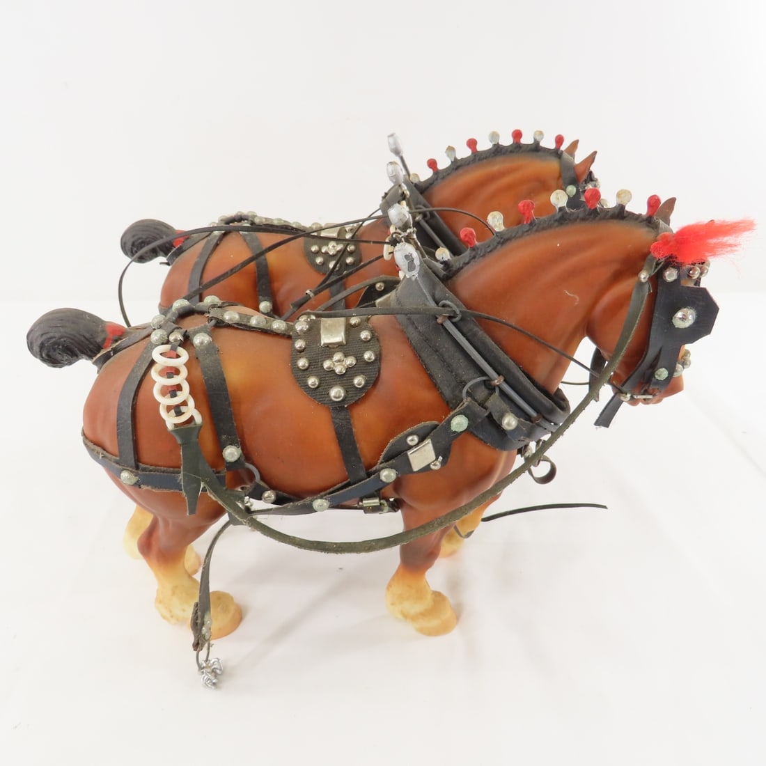 Custom Wood Bob Sled Wagon with 2 Horse Team - 16