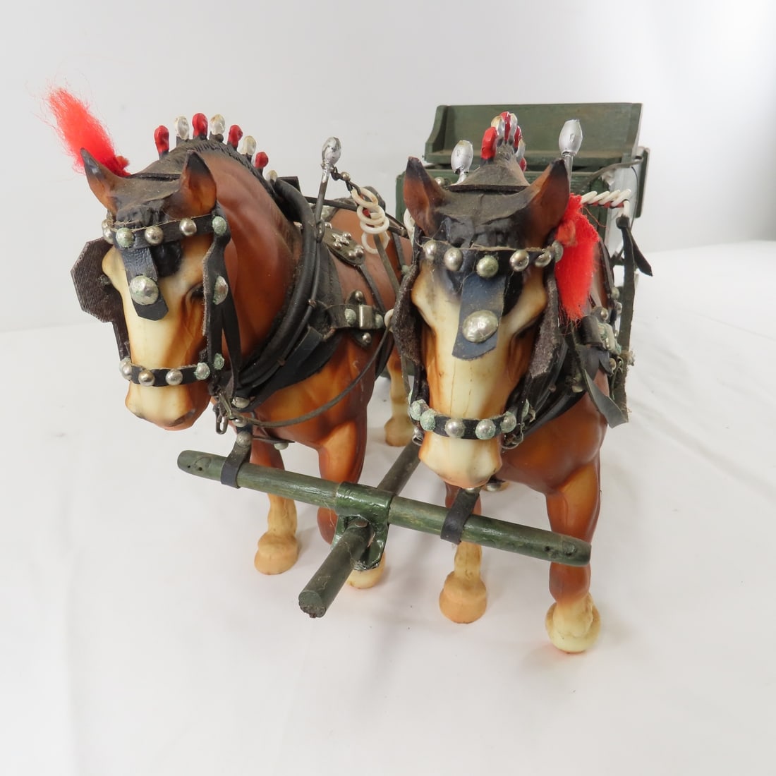 Custom Wood Bob Sled Wagon with 2 Horse Team - 4