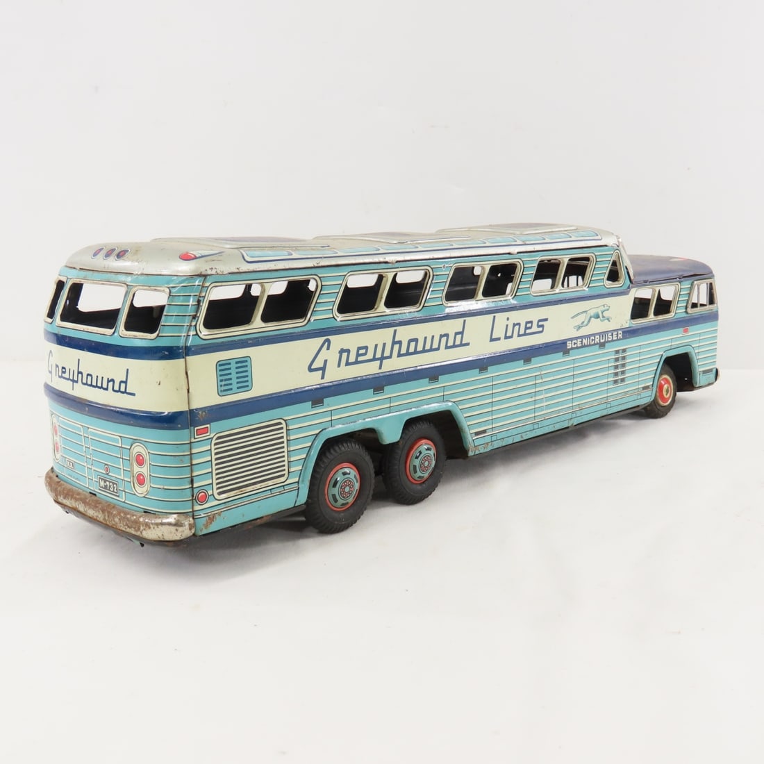 KK Japan Tin Litho Greyhound Bus & Alps Truck - 5