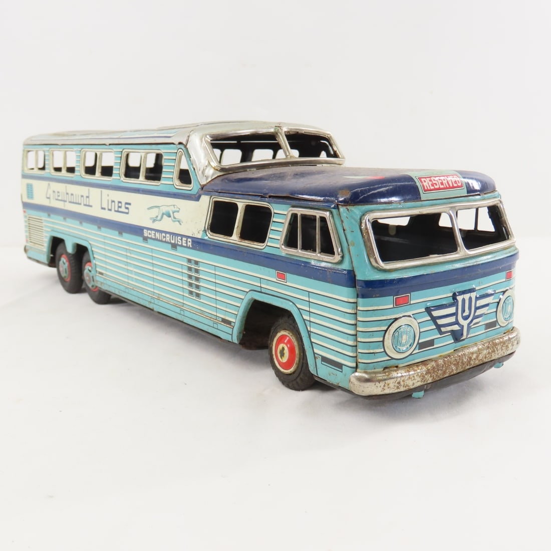 KK Japan Tin Litho Greyhound Bus & Alps Truck - 7