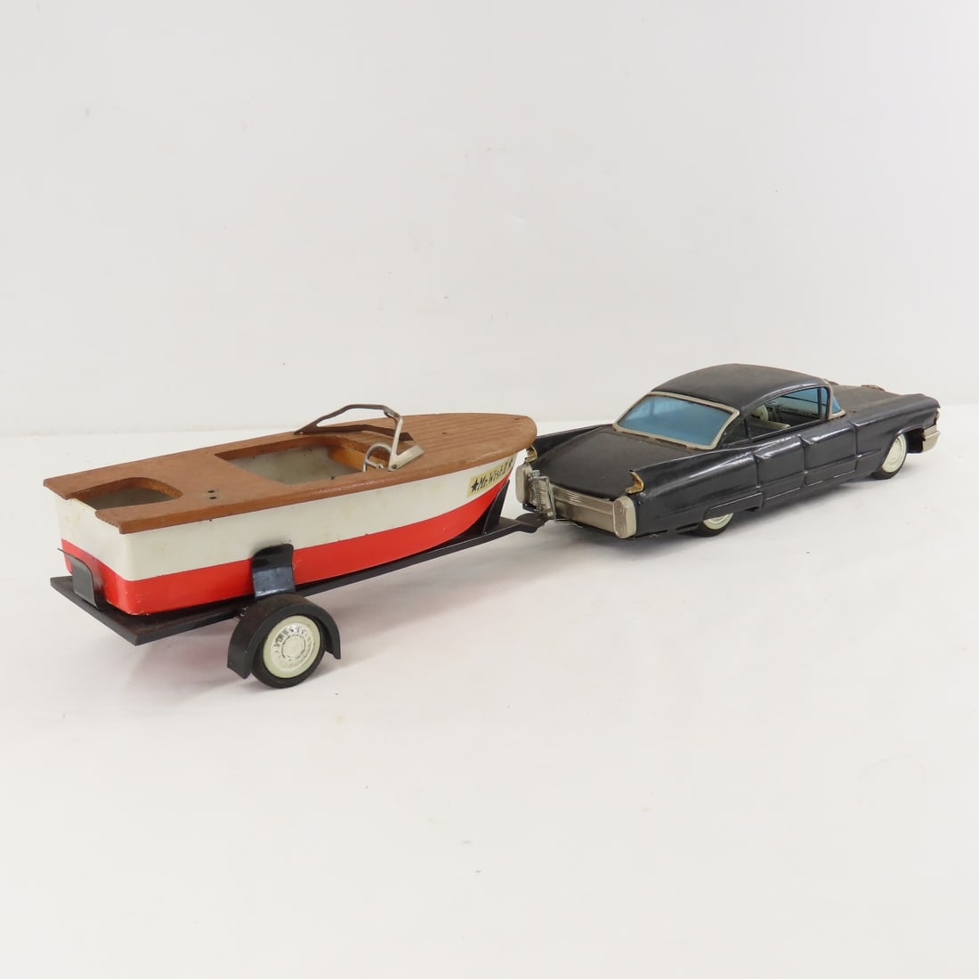 Japan Tin Litho Friction Car & Mr. Wish III Boat - 5