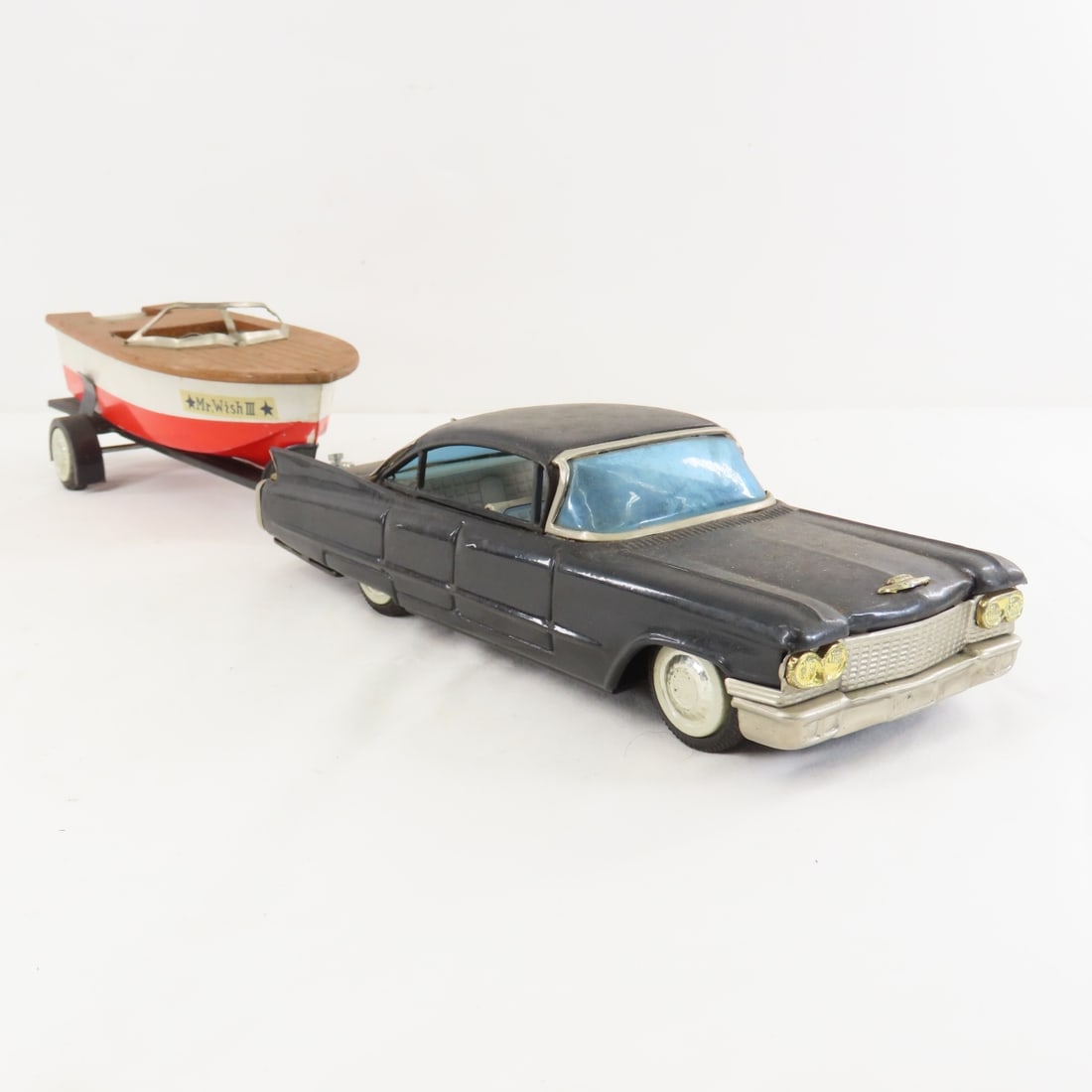 Japan Tin Litho Friction Car & Mr. Wish III Boat - 7