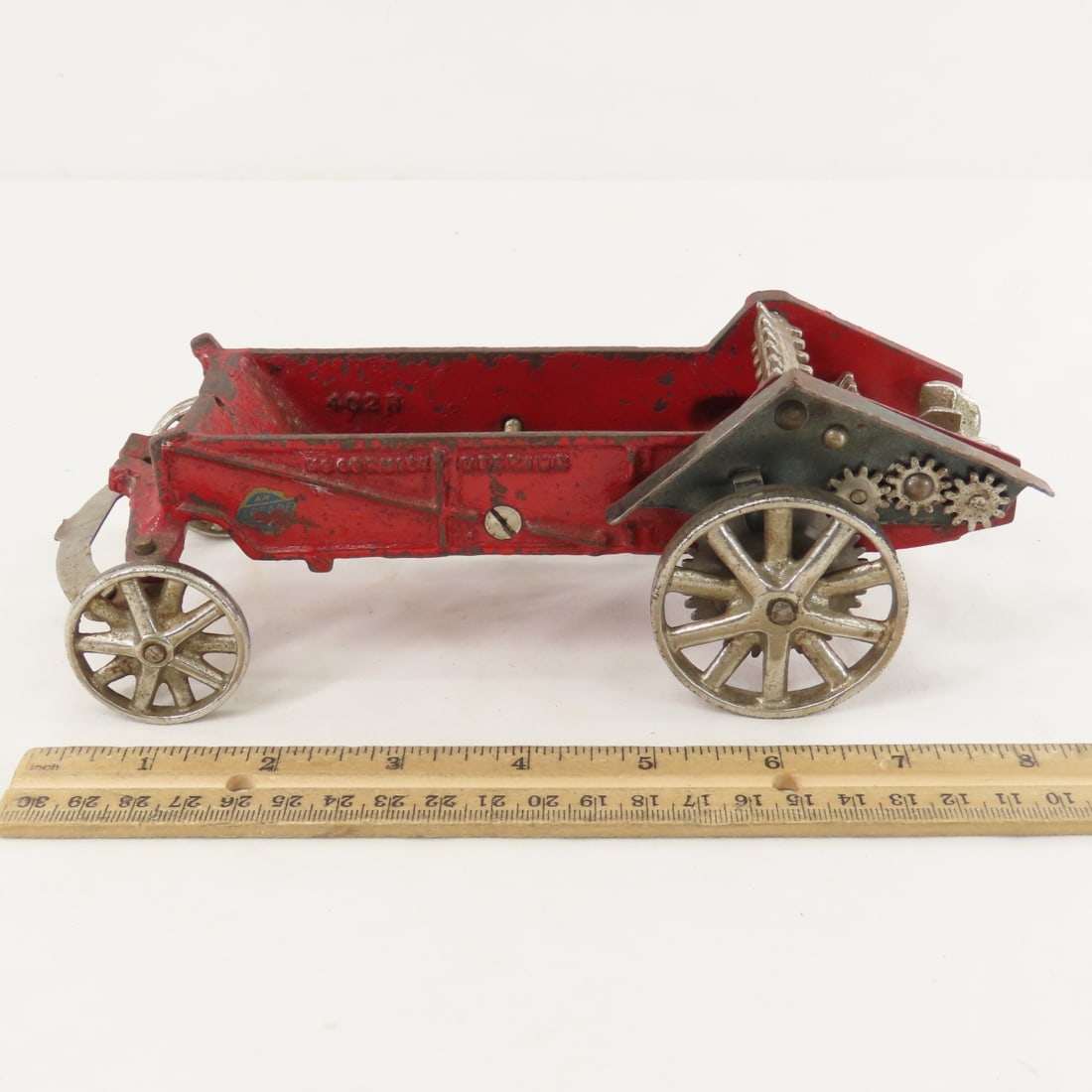 2 Arcade Cast Iron Horse Drawn MD Manure Spreaders - 10