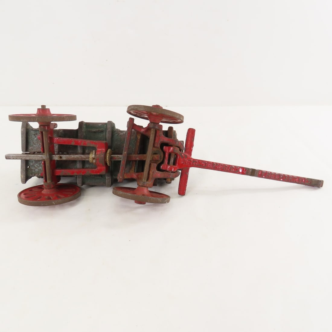 2 Arcade Cast Iron Farm Wagons & 2 Horses - 18