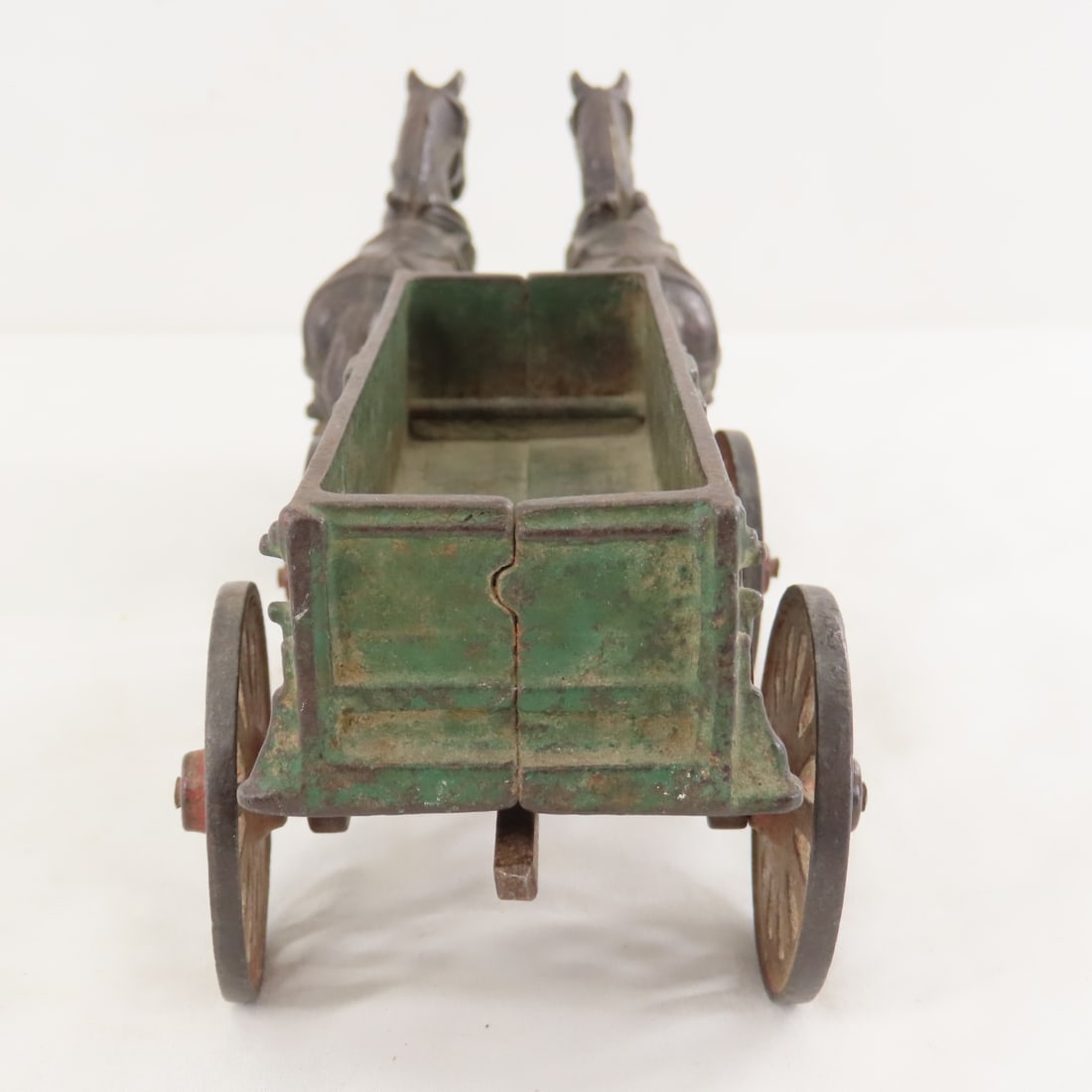 2 Arcade Cast Iron Farm Wagons & 2 Horses - 4