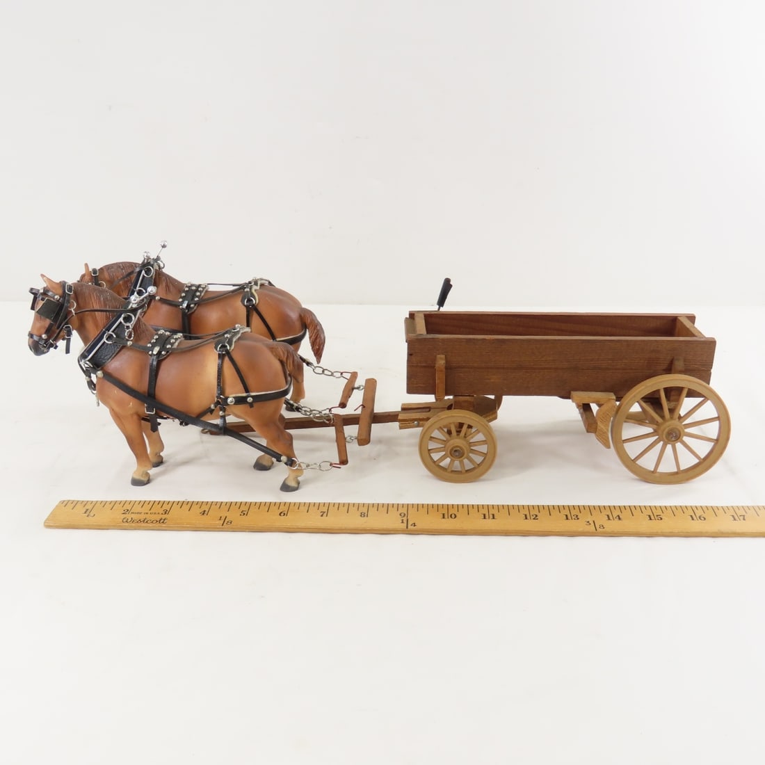 Custom Carol Herden Horses with Wood Wagon - 2