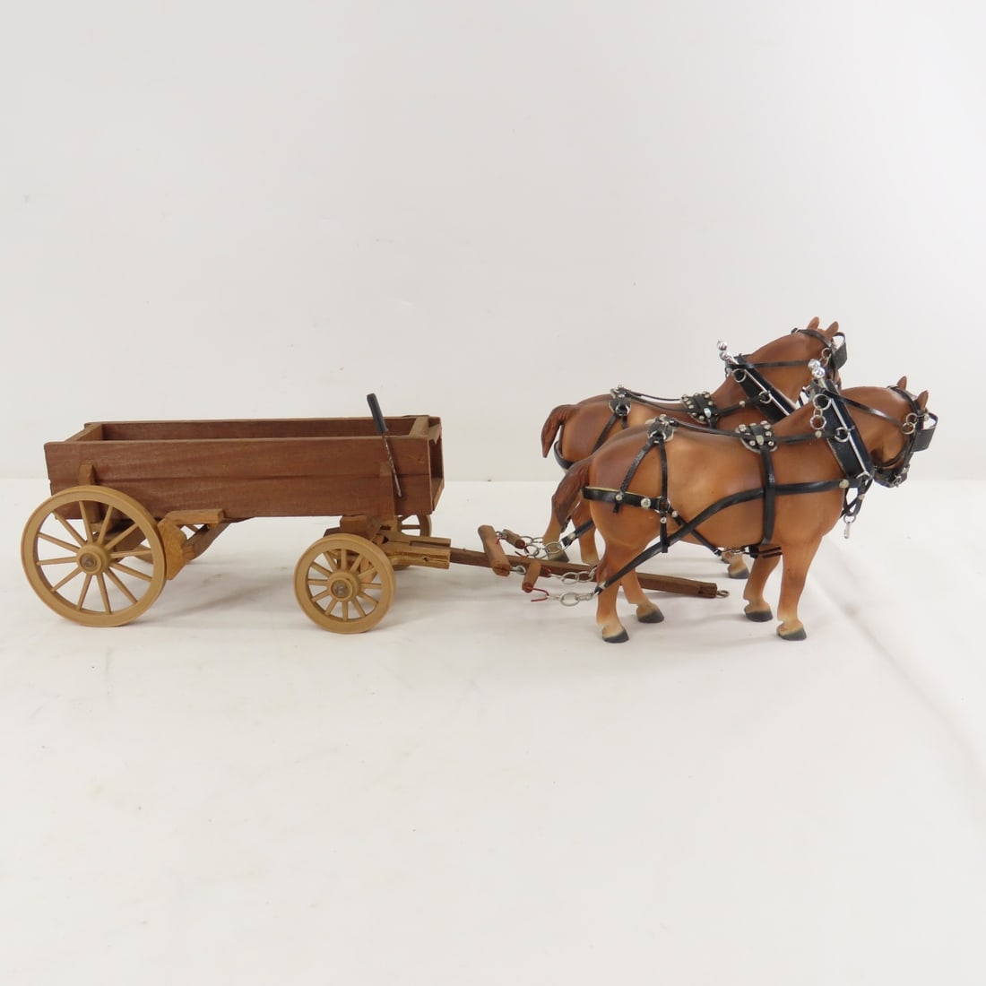 Custom Carol Herden Horses with Wood Wagon - 7
