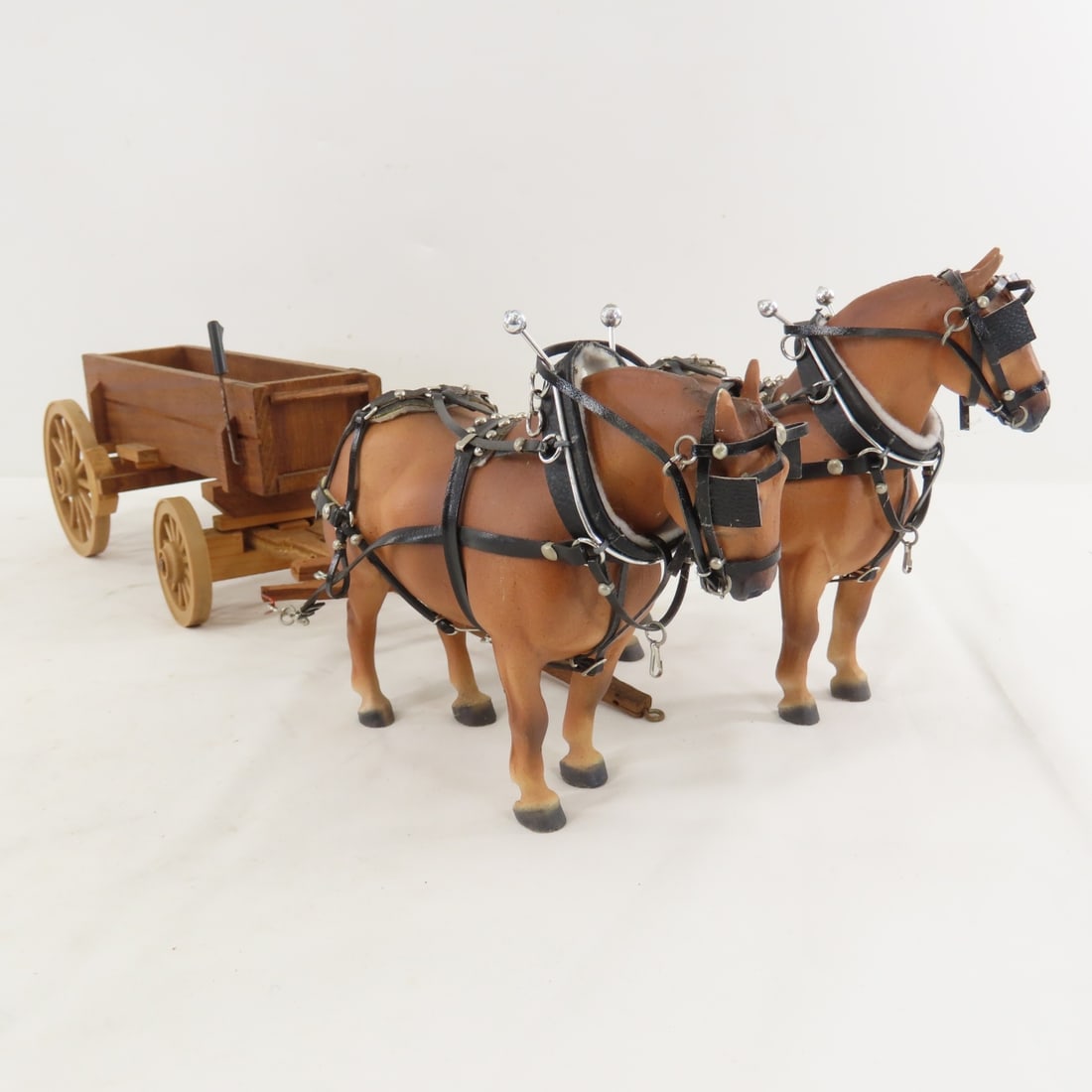 Custom Carol Herden Horses with Wood Wagon - 8