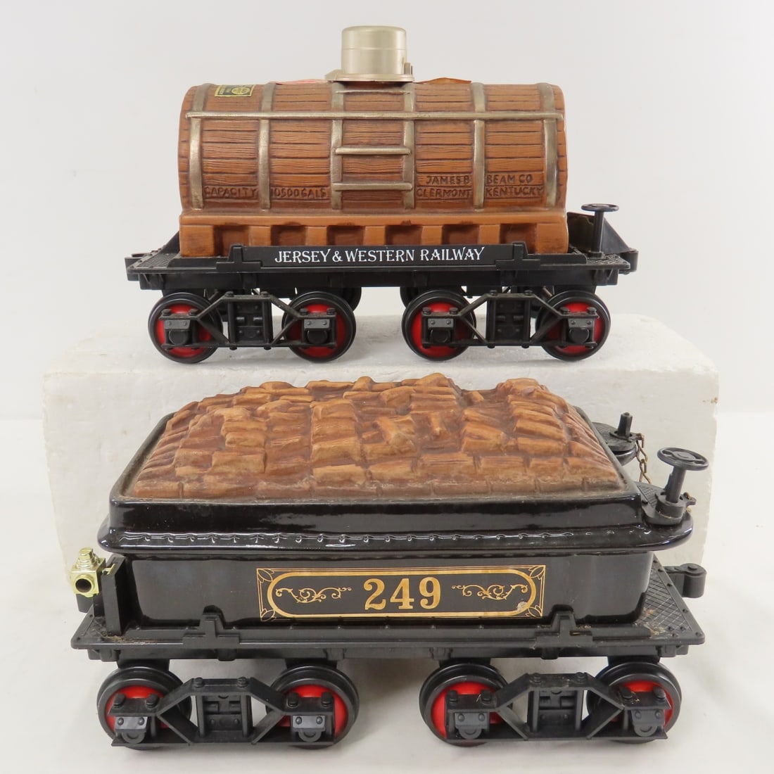 8 Jim Beam Whiskey Train Decanters with Track - 8