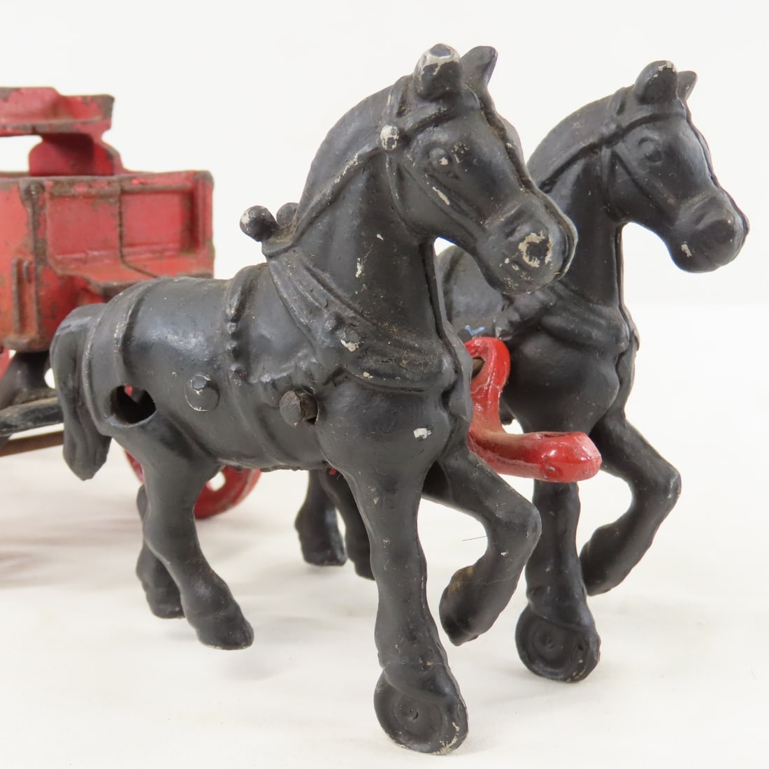 Vintage Stanley Cast Metal 2 Horse Drawn Wagon - 13