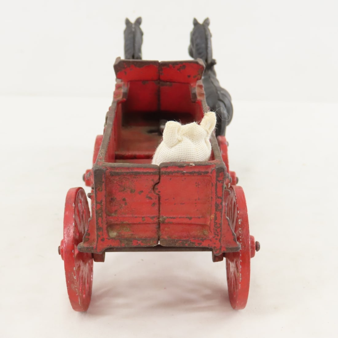 Vintage Stanley Cast Metal 2 Horse Drawn Wagon - 4