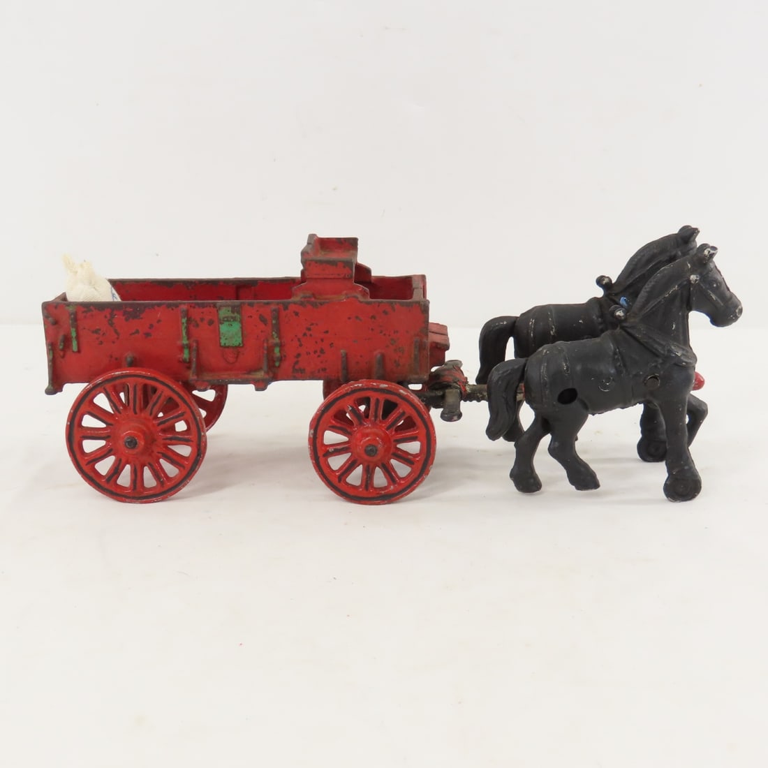 Vintage Stanley Cast Metal 2 Horse Drawn Wagon - 6