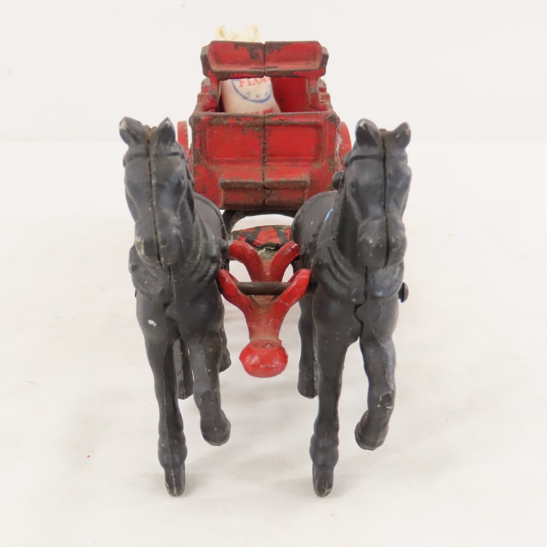 Vintage Stanley Cast Metal 2 Horse Drawn Wagon - 8