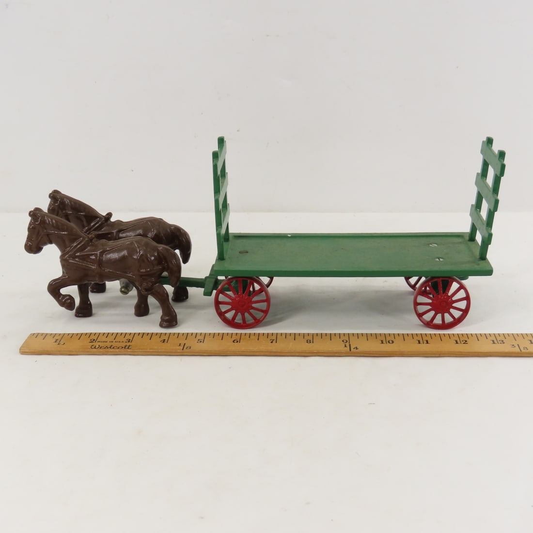 Irvin's Model Shop Cast Iron Horse Drawn Hay Wagon - 2