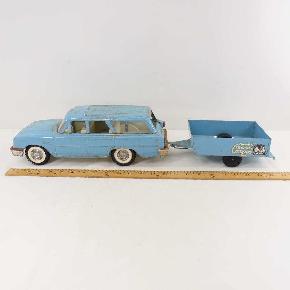 Buddy L Station Wagon & TeePee Camper Trailer - 2
