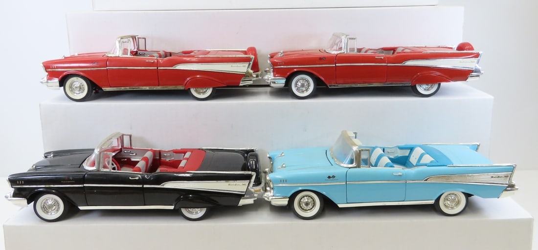 4 ERTL Diecast 1957 Chevrolet Bel Air Convertibles: 4 ERTL Diecast 1957 Chevrolet Bel Air Convertibles - All 1/18 diecast. LOT SIZE: 11x8x6" 8 LBS All information and photos, which are part of the description, are intended to be as accurate as