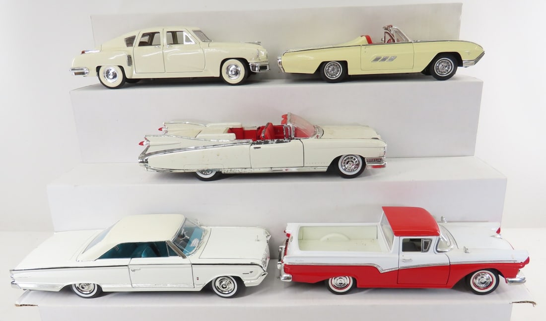 5 Road Legends, Maisto & Road Signature Cars: 5 Road Legends, Maisto & Road Signature Cars - All 1/18 Scale. Road Legends 1948 Tucker, Road Legends 1957 Ford Ranchero, Road Signature 1964 Mercury Marauder, Anson 1963 Ford Thunderbird, Maisto