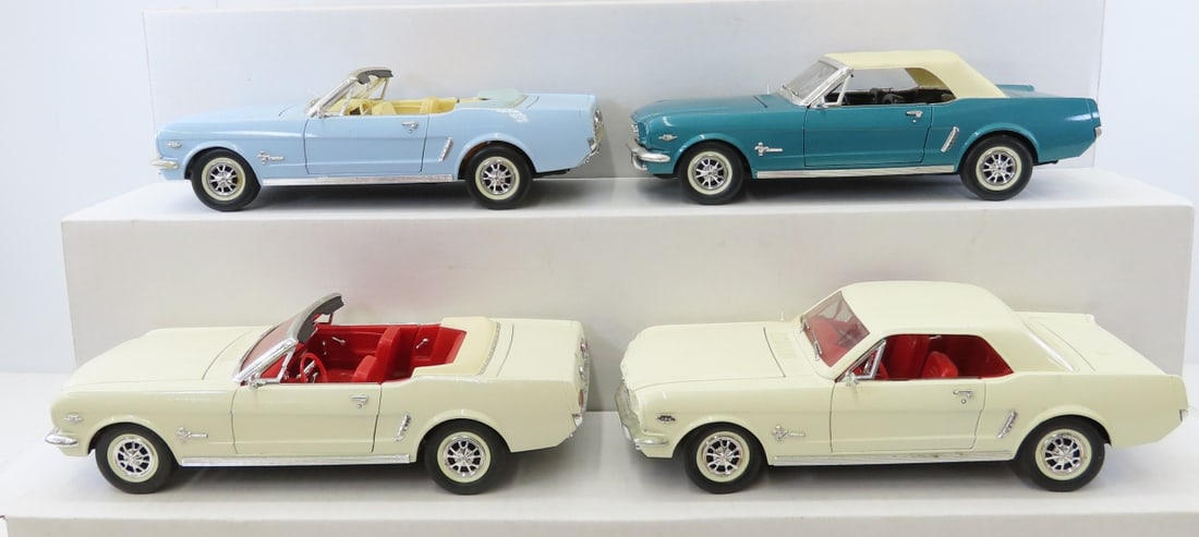 4 Mira Diecast 1965 Ford Mustang Convertible Cars: 4 Mira Diecast 1965 Ford Mustang Convertible Cars - All 1/18 Scale. LOT SIZE: 10x8x6" 7 LBS All information and photos, which are part of the description, are intended to be as accurate as possible,