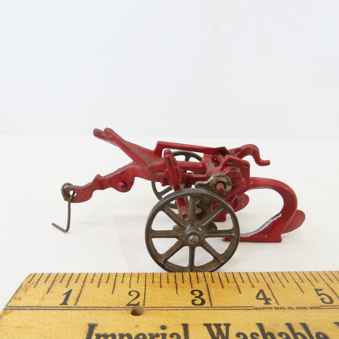 Cast Iron Fordson Tractor & 2 Bottom Plow - 10