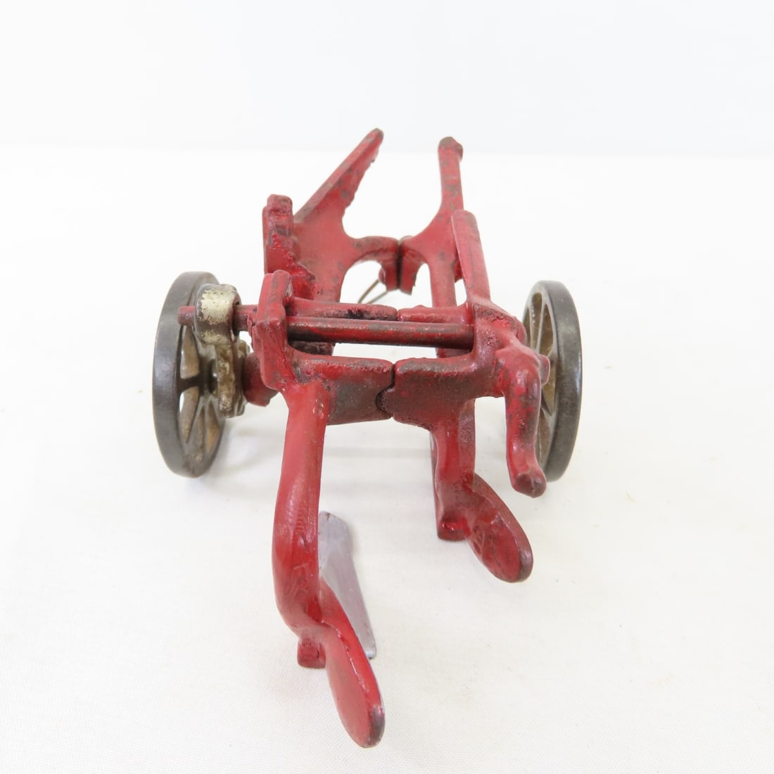 Cast Iron Fordson Tractor & 2 Bottom Plow - 11