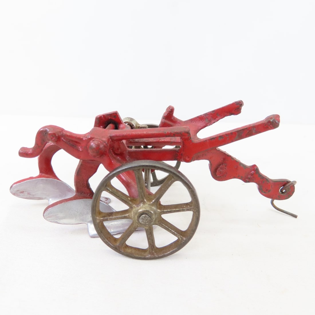 Cast Iron Fordson Tractor & 2 Bottom Plow - 12