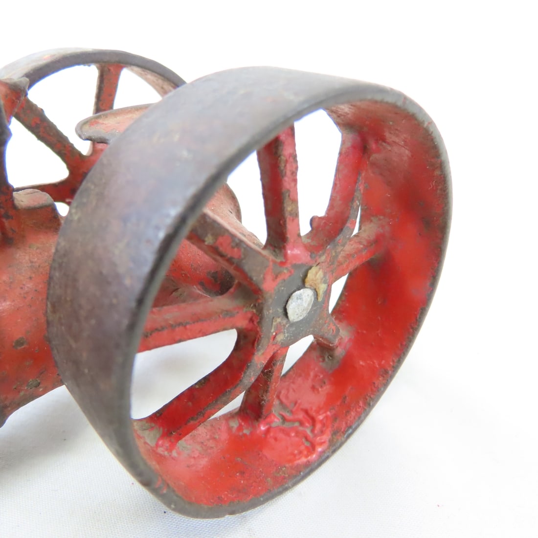 Cast Iron Fordson Tractor & 2 Bottom Plow - 9