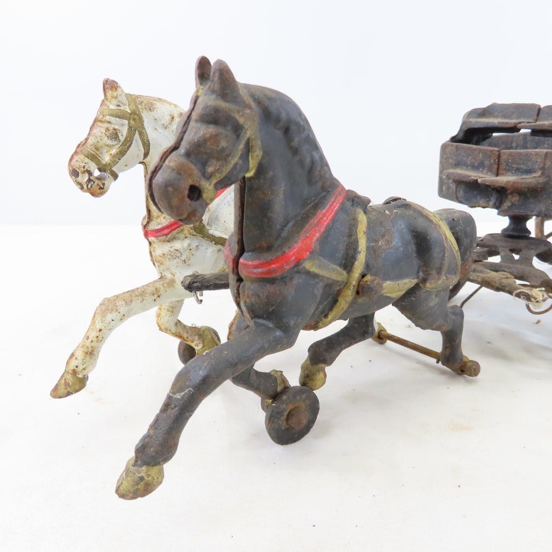 Hubley Cast Iron Horse Drawn Coal & Fire Wagons - 12