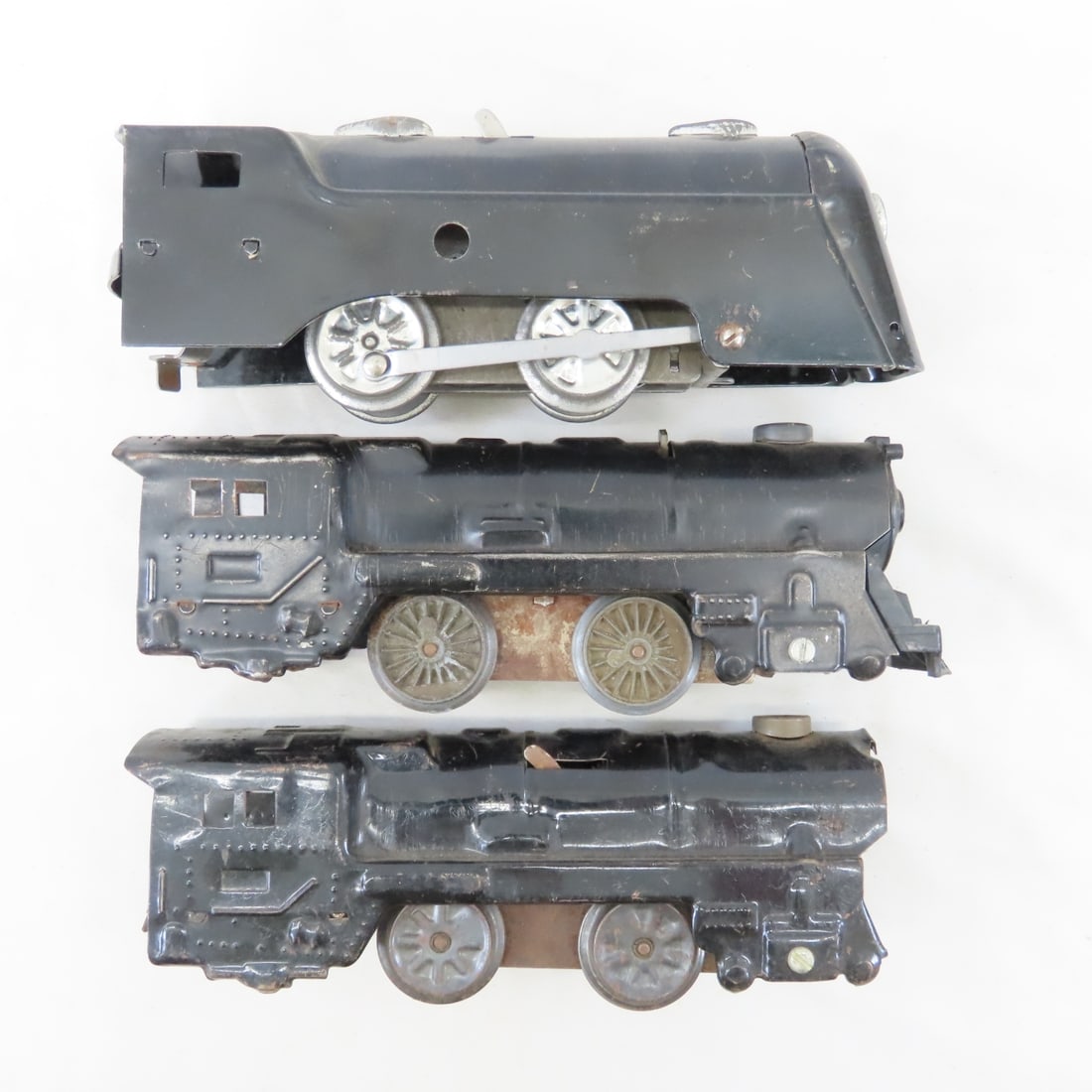 3 Marx Engines for Parts & 10 Tin Litho Cars - 3
