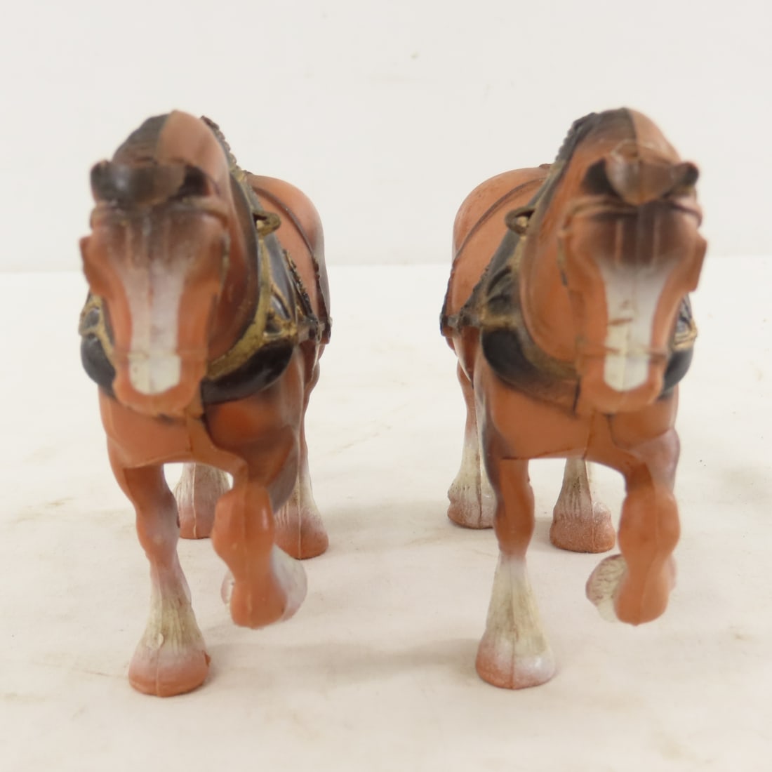2 Plastic Horses& Darrel Thompson Wood Wagon - 15