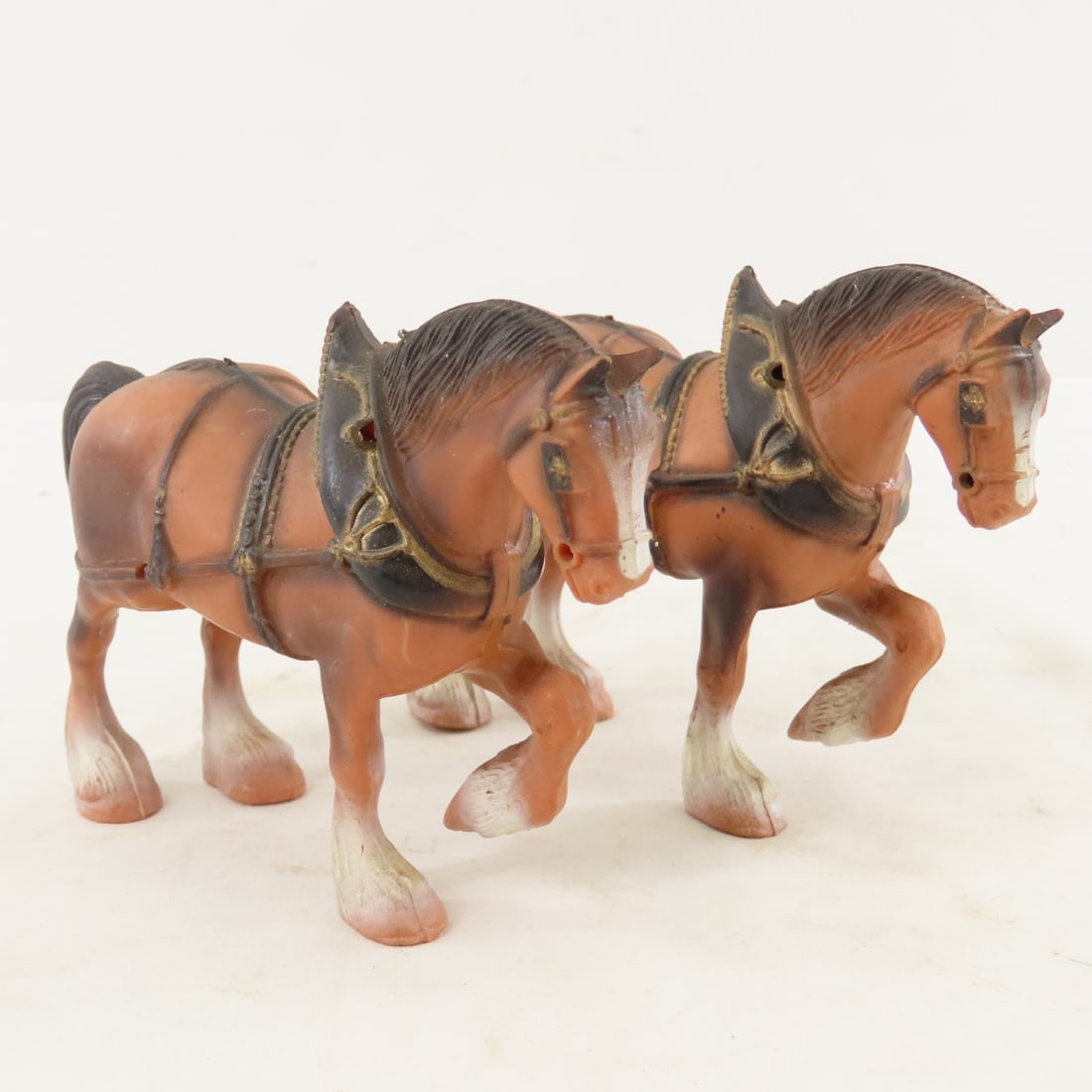 2 Plastic Horses& Darrel Thompson Wood Wagon - 16
