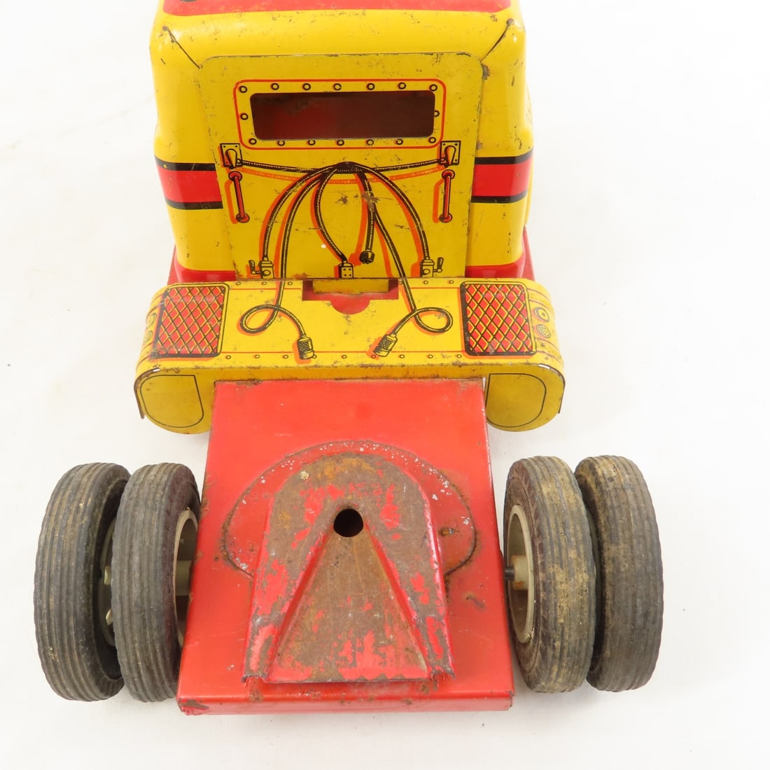 Marx Tin Litho Truck & Wyandotte Flat Bed Trailer - 12