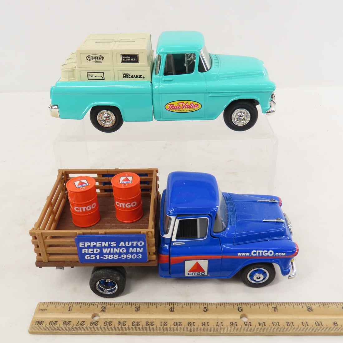 5 Truck Coin Banks & 3 1/24 Diecast Stake Trucks - 2