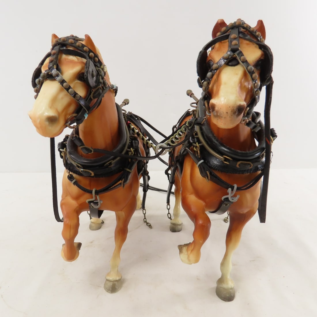 2 Breyer Horse Team Pulling Custom Wood Sled Wagon - 15