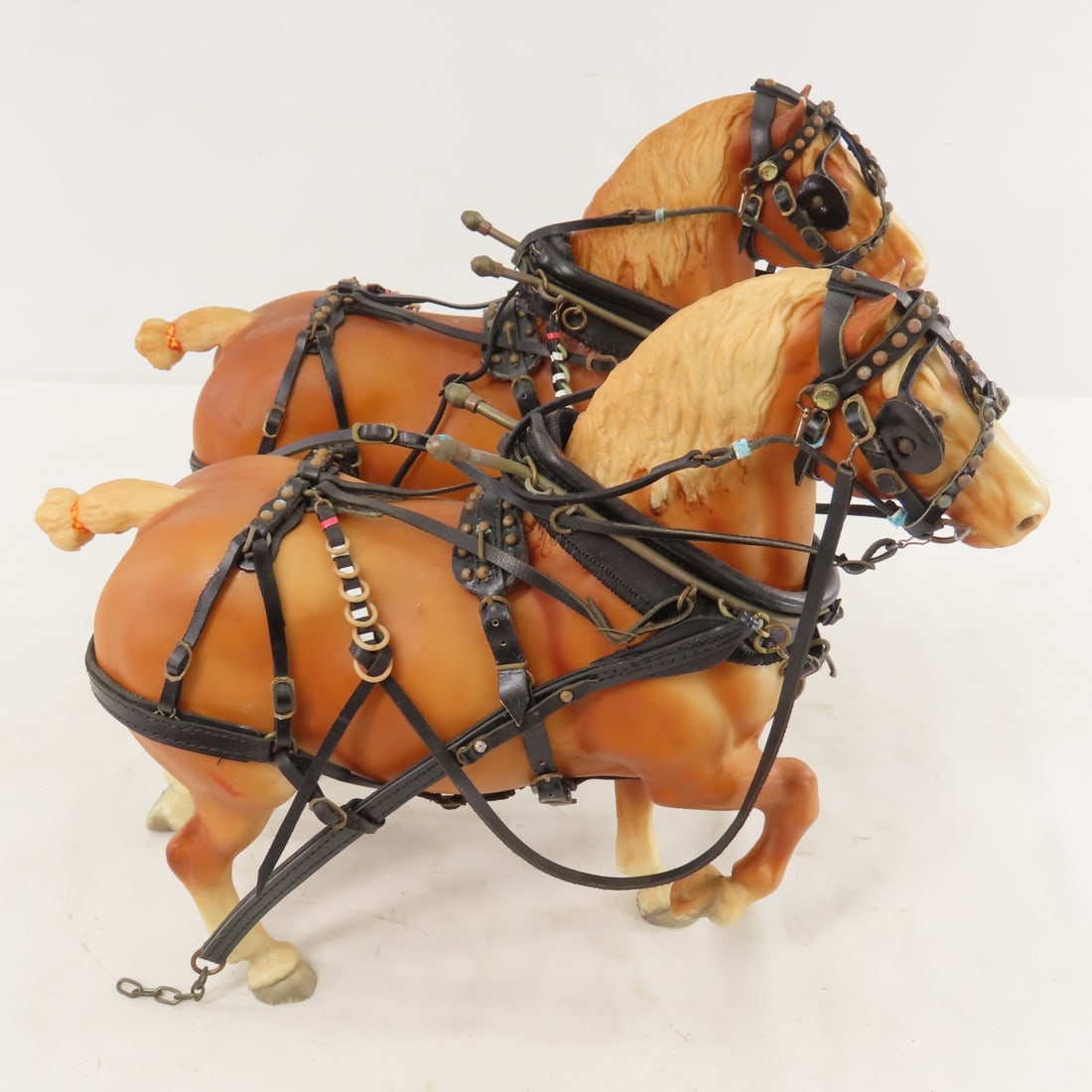 2 Breyer Horse Team Pulling Custom Wood Sled Wagon - 17
