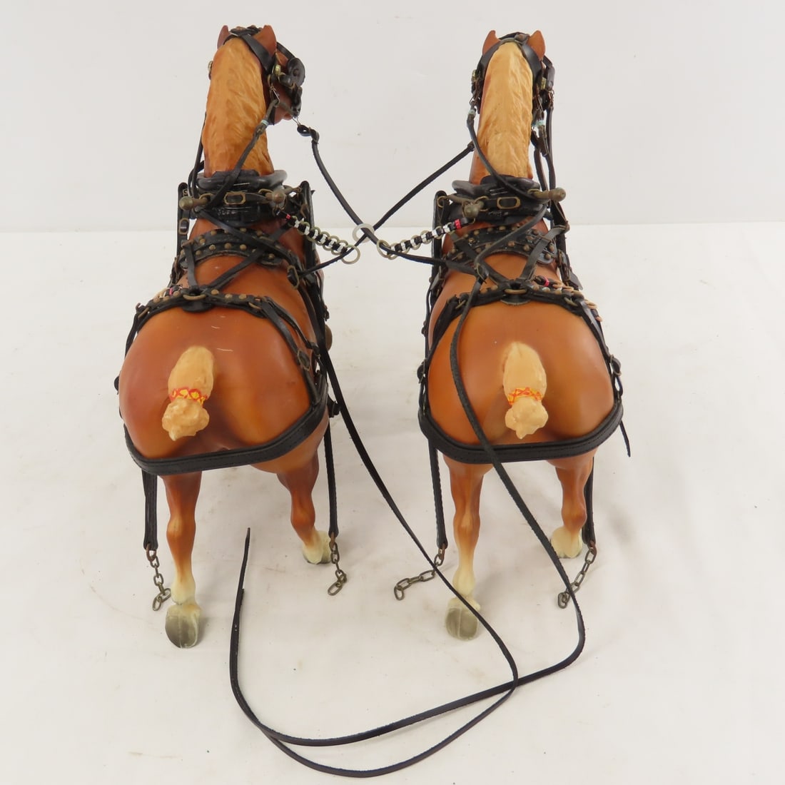 2 Breyer Horse Team Pulling Custom Wood Sled Wagon - 18