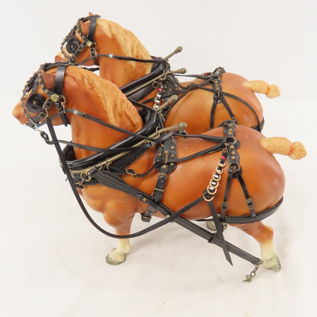 2 Breyer Horse Team Pulling Custom Wood Sled Wagon - 19