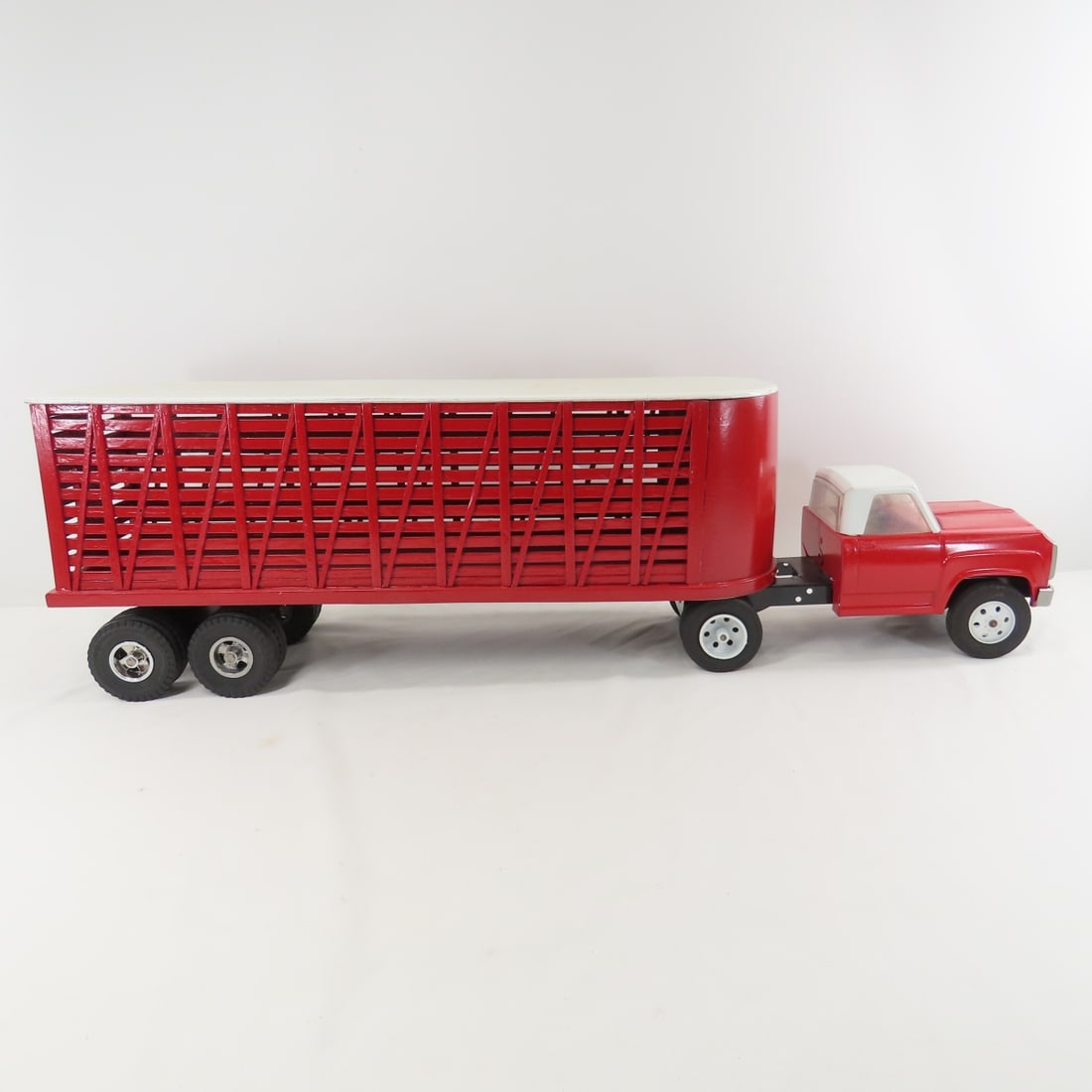Red Painted Tonka Truck & Custom Cattle Trailer - 6