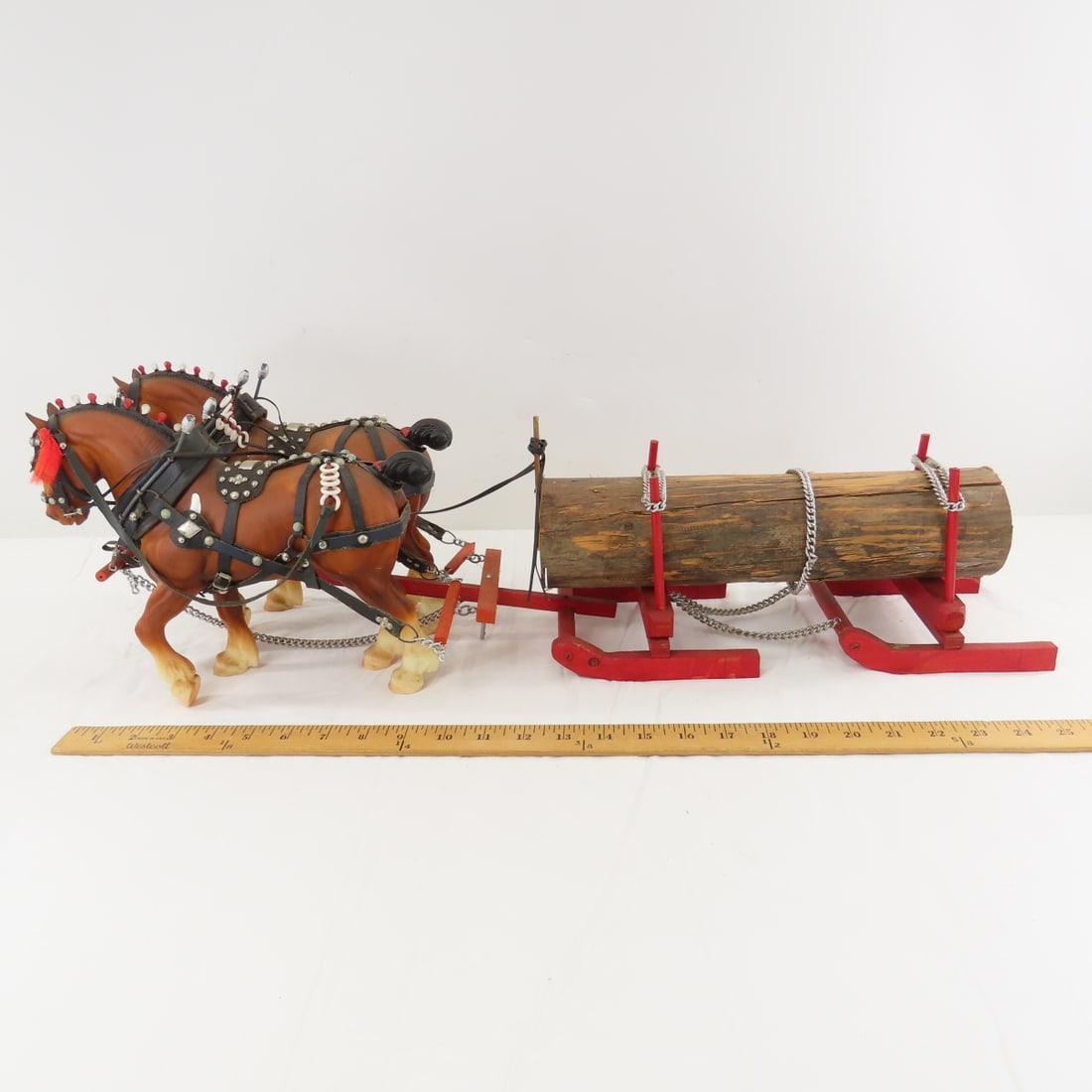 Custom Log Sled with Breyer 2 Horse Team - 2