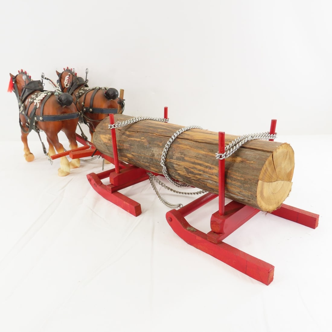Custom Log Sled with Breyer 2 Horse Team - 3
