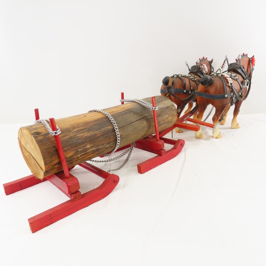 Custom Log Sled with Breyer 2 Horse Team - 5