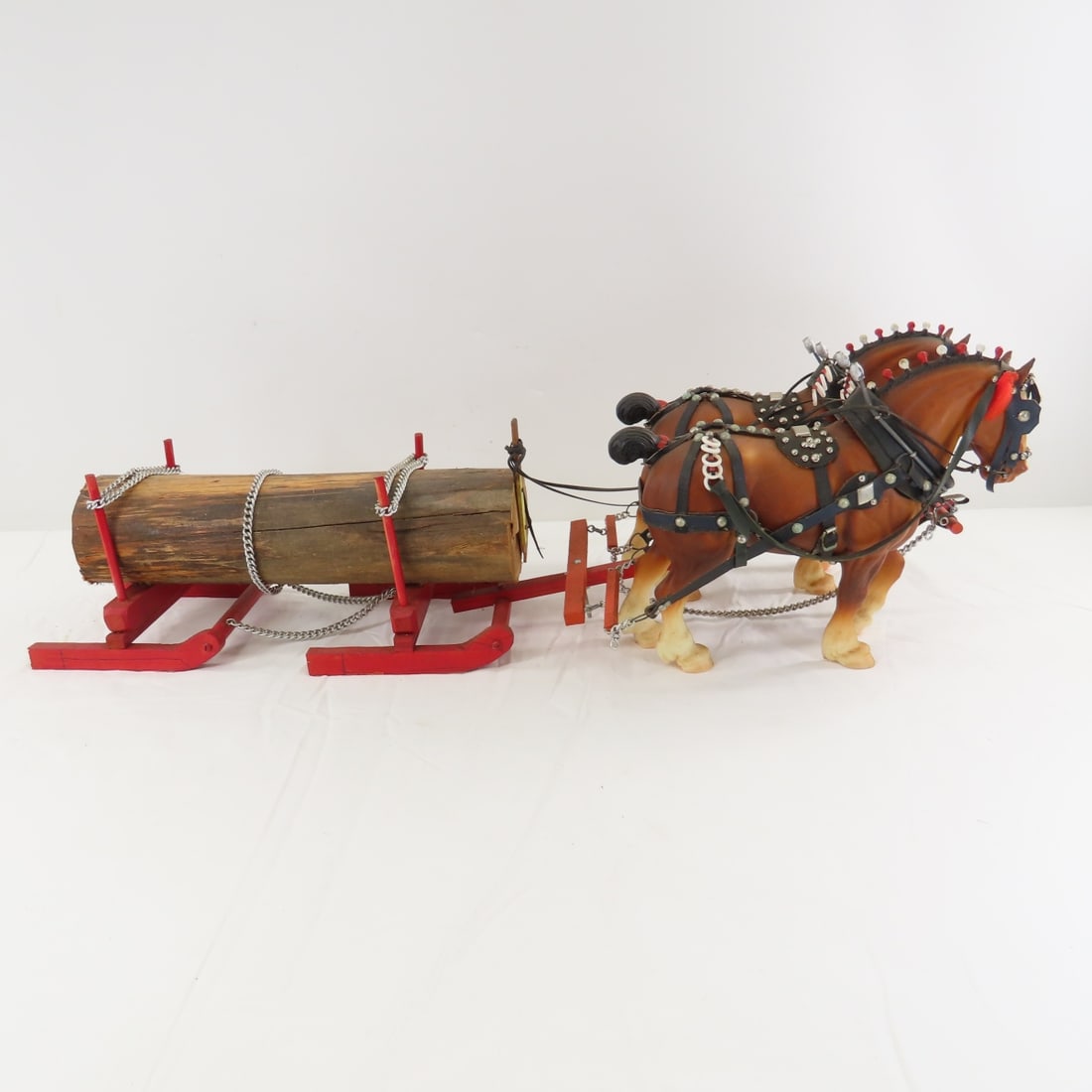 Custom Log Sled with Breyer 2 Horse Team - 6