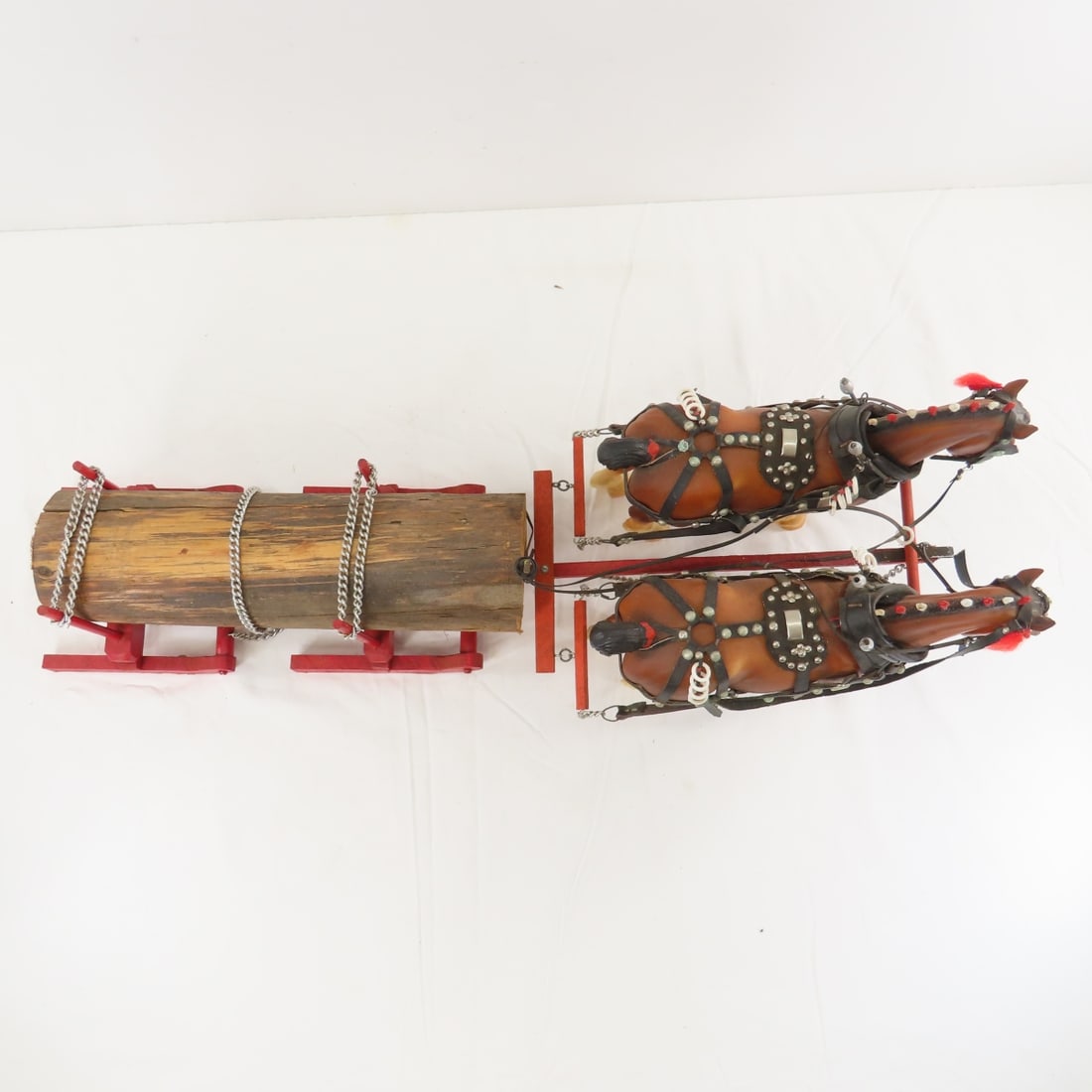 Custom Log Sled with Breyer 2 Horse Team - 9