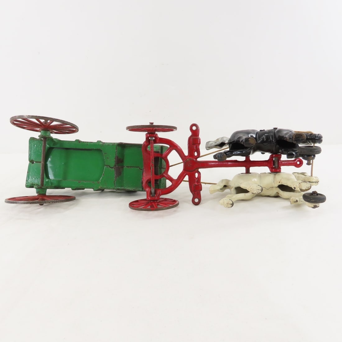 Antique Kenton Cast Iron 2 Horse Wagon - 10