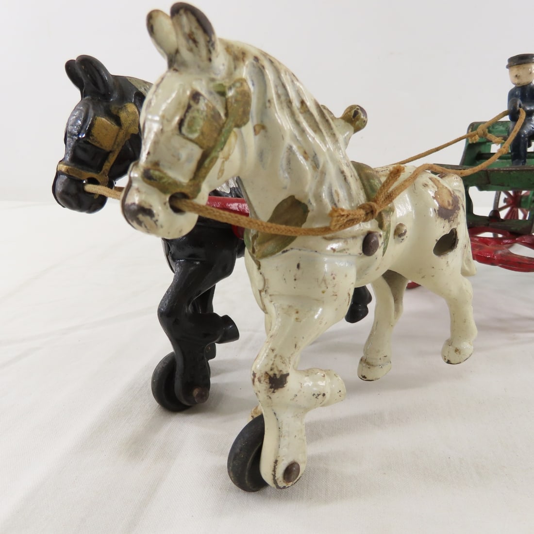Antique Kenton Cast Iron 2 Horse Wagon - 13