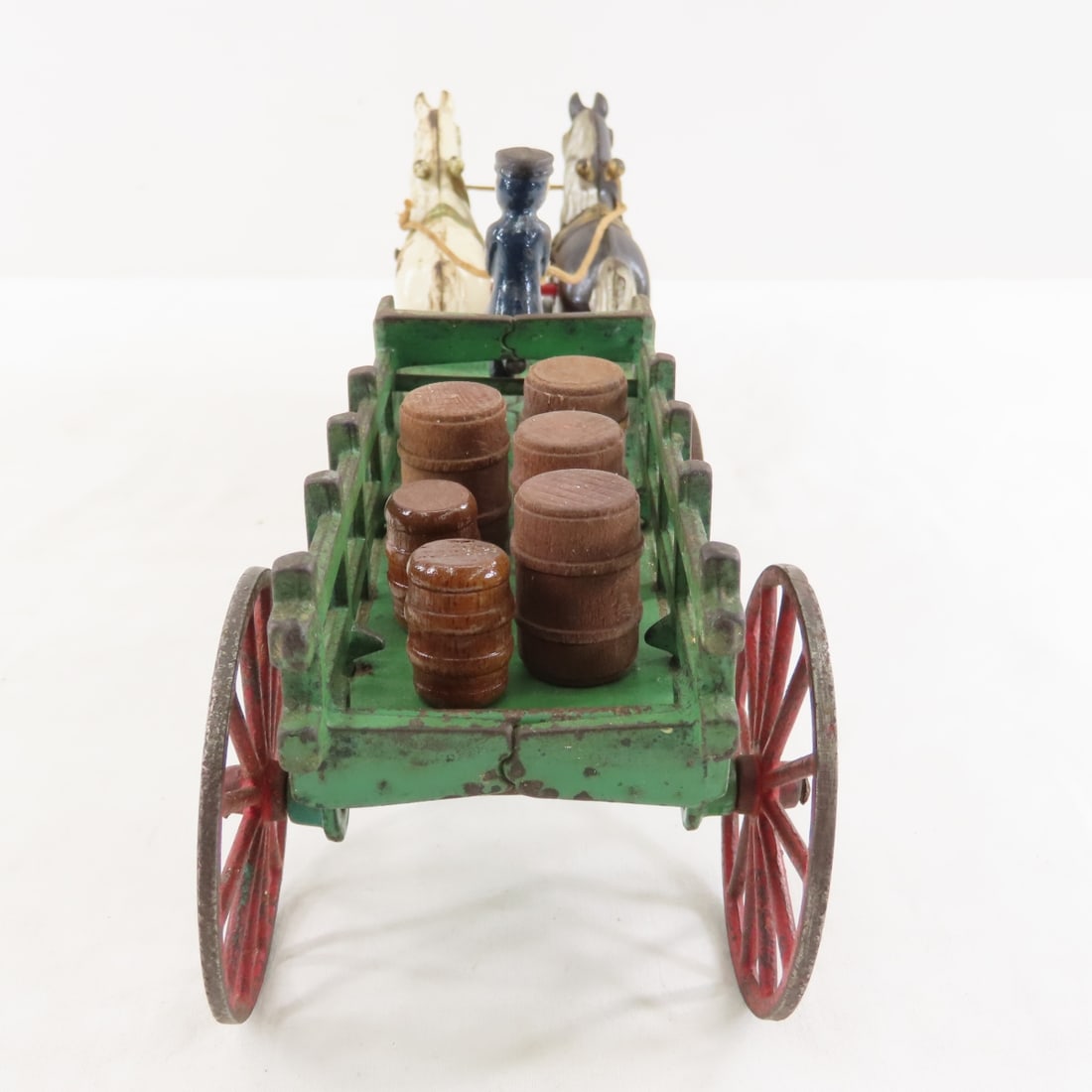 Antique Kenton Cast Iron 2 Horse Wagon - 4