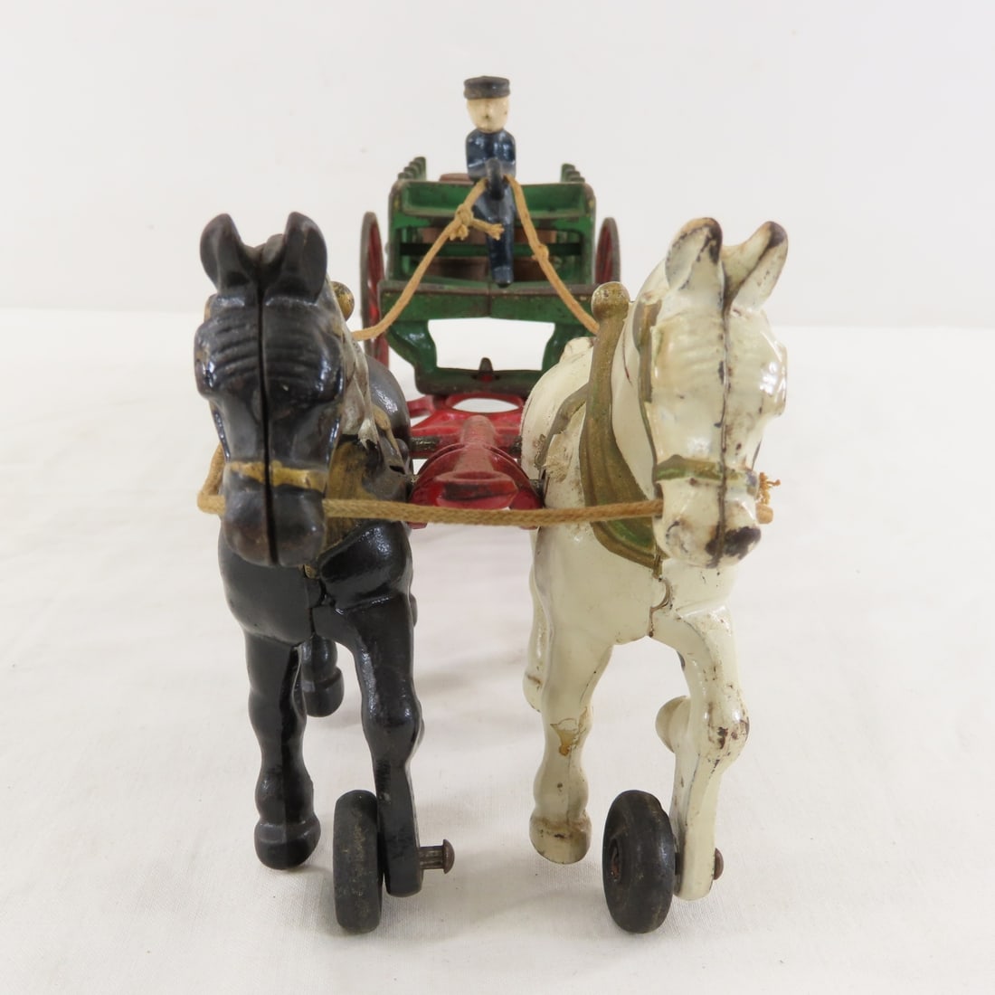 Antique Kenton Cast Iron 2 Horse Wagon - 8